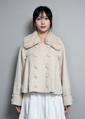 grace fur collar wool coat