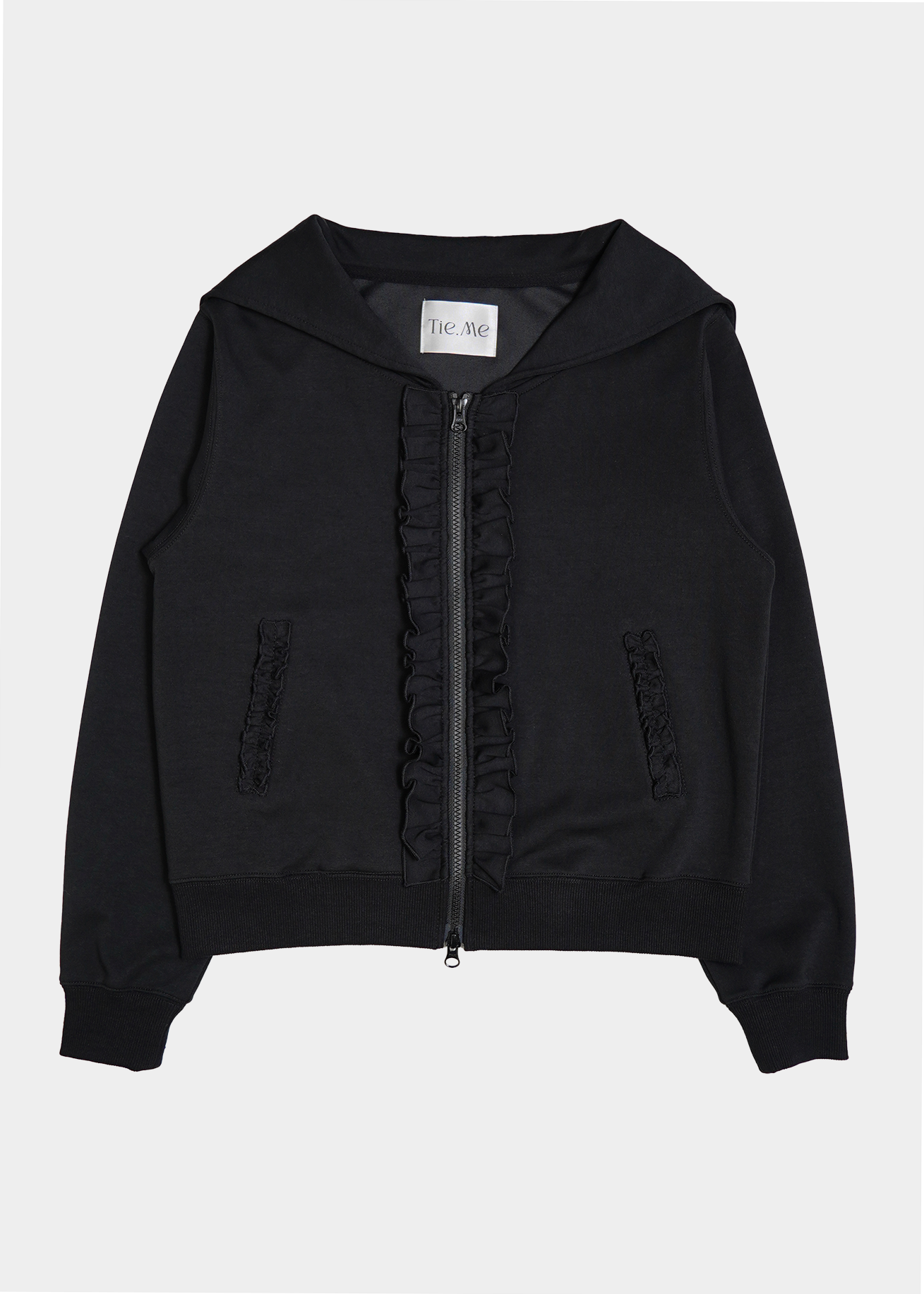 sailor collar frill zip hoodie