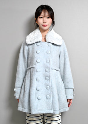 grace fur collar wool long coat