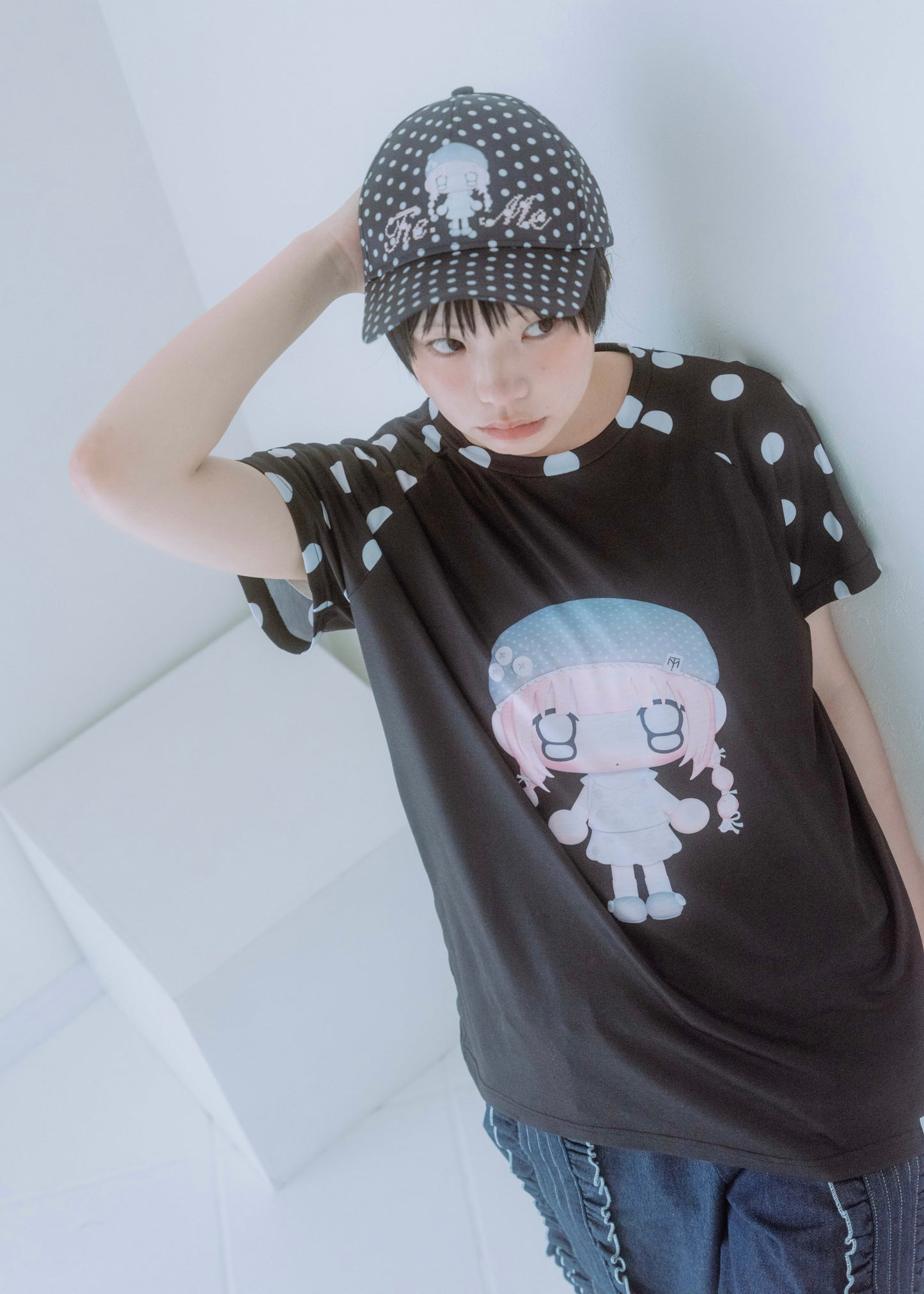 【HUHUEE】gallery girl satin dot cap