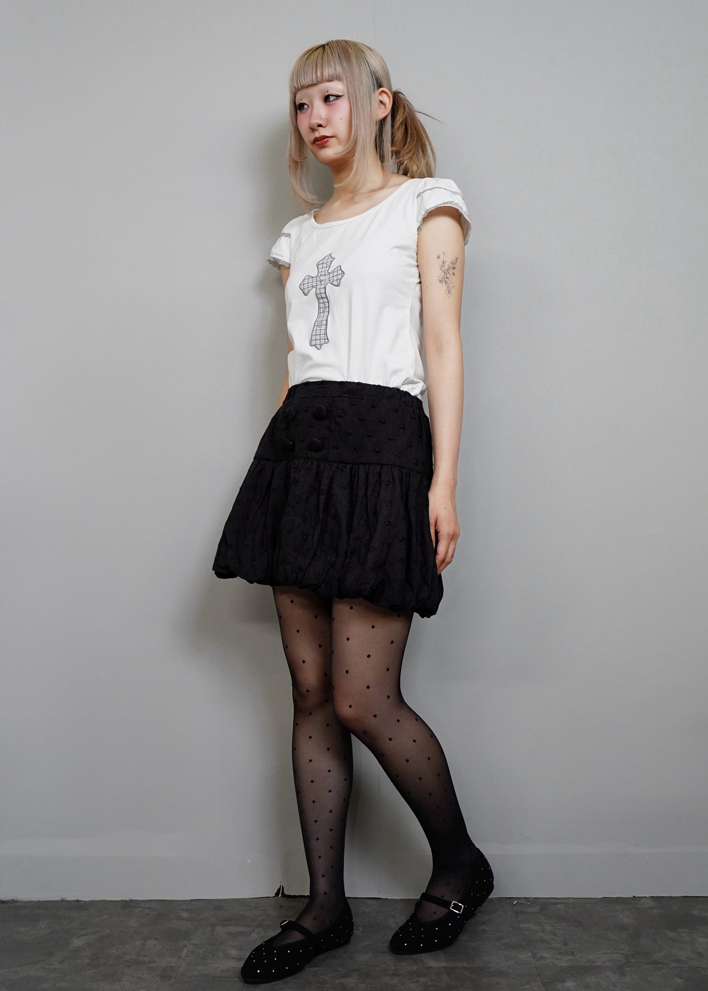 cotton dot stitch balloon skirt