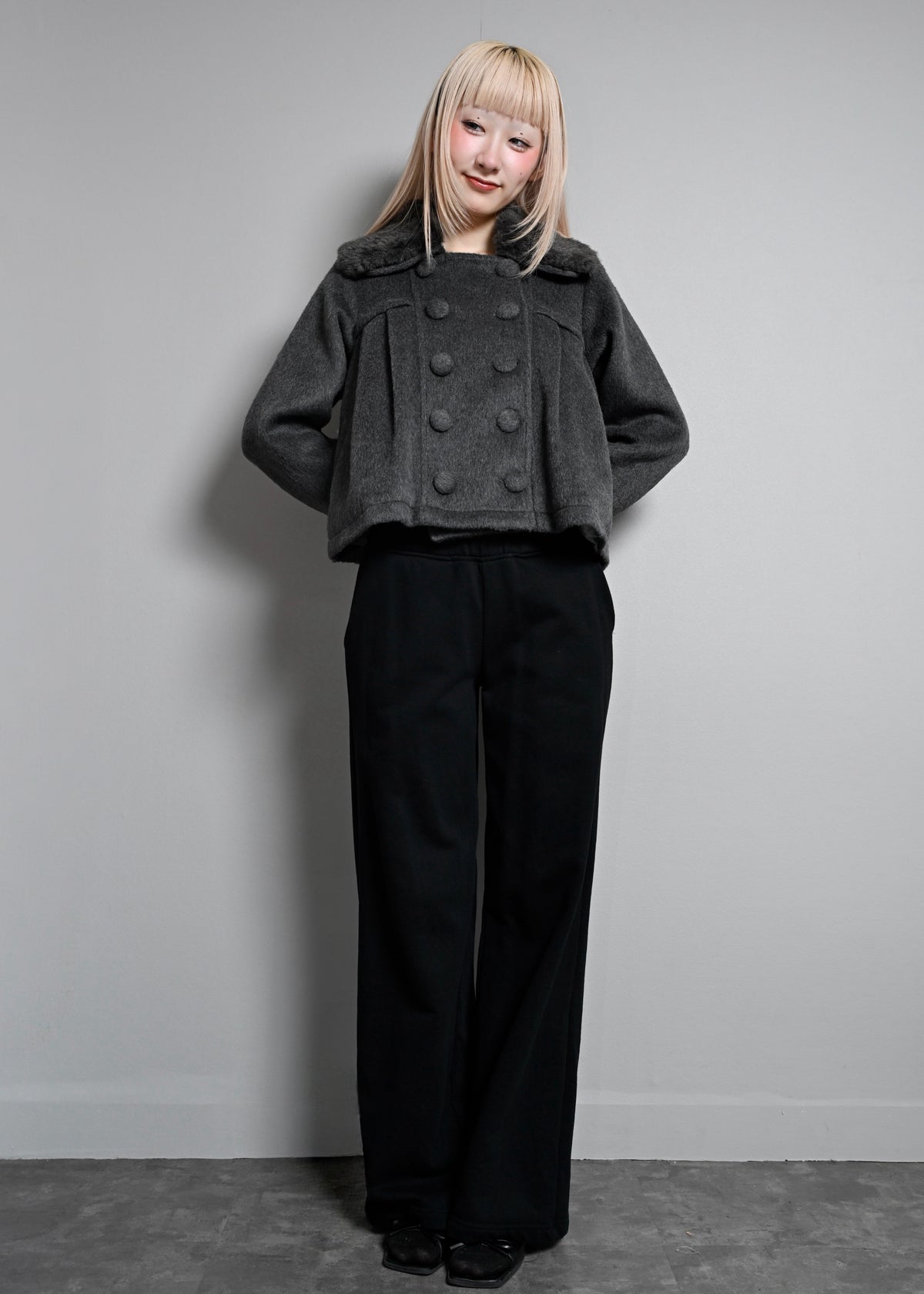 grace fur collar wool coat