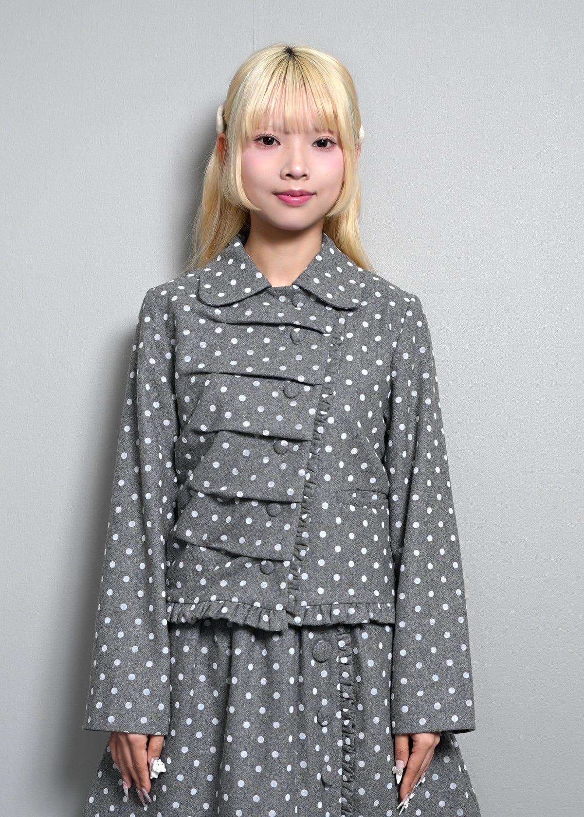 button up wool dot jacket