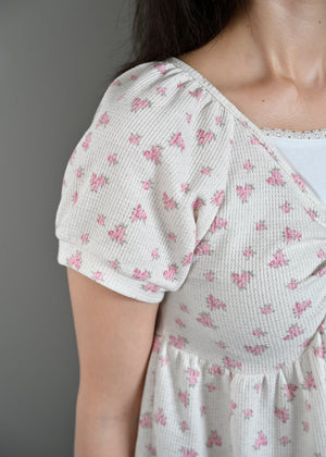 【8月初旬発送】flower waffle ribbon tunic