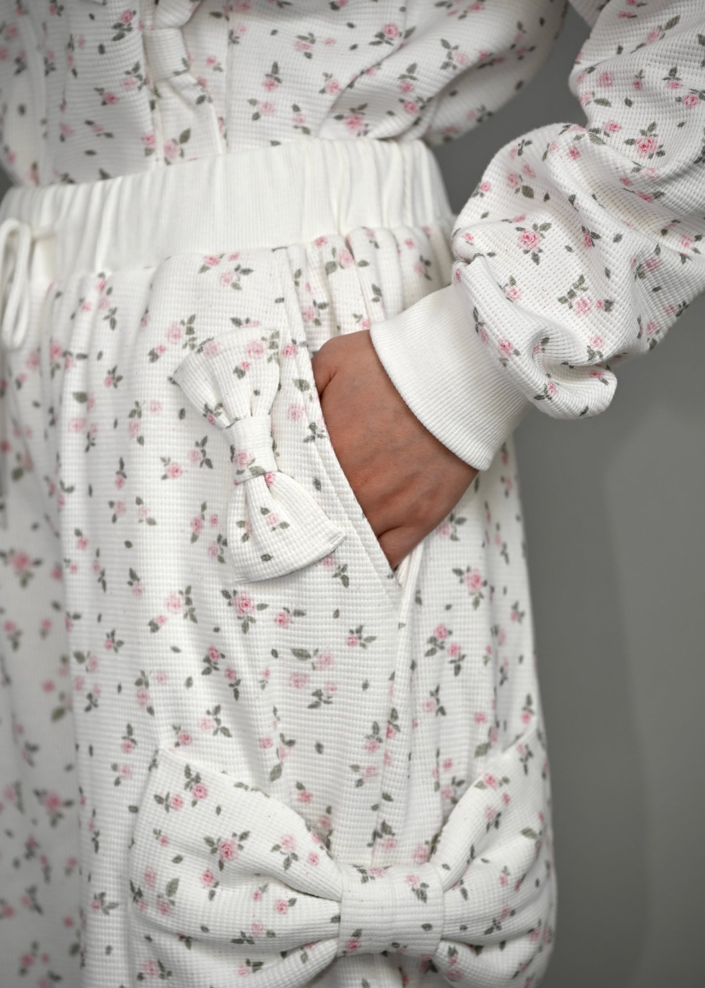 flower waffle ribbonful lounge pants