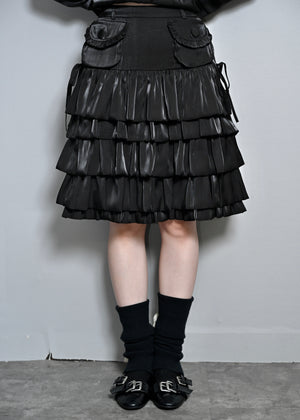 cargo frill shimmer tiered skirt