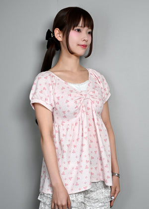 【8月初旬発送】flower waffle ribbon tunic