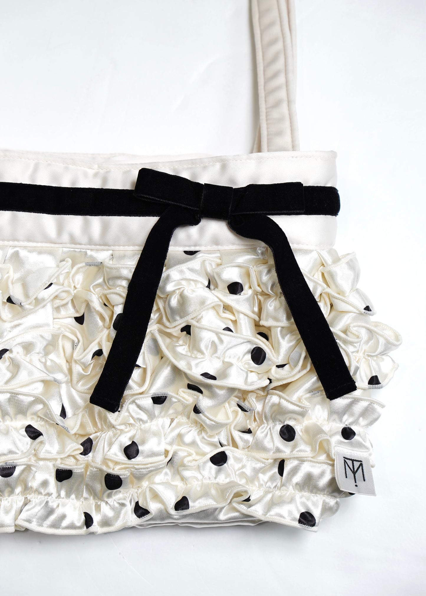 ribbon ruffle satin bag