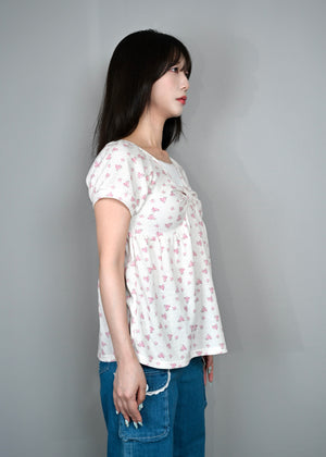 【8月初旬発送】flower waffle ribbon tunic