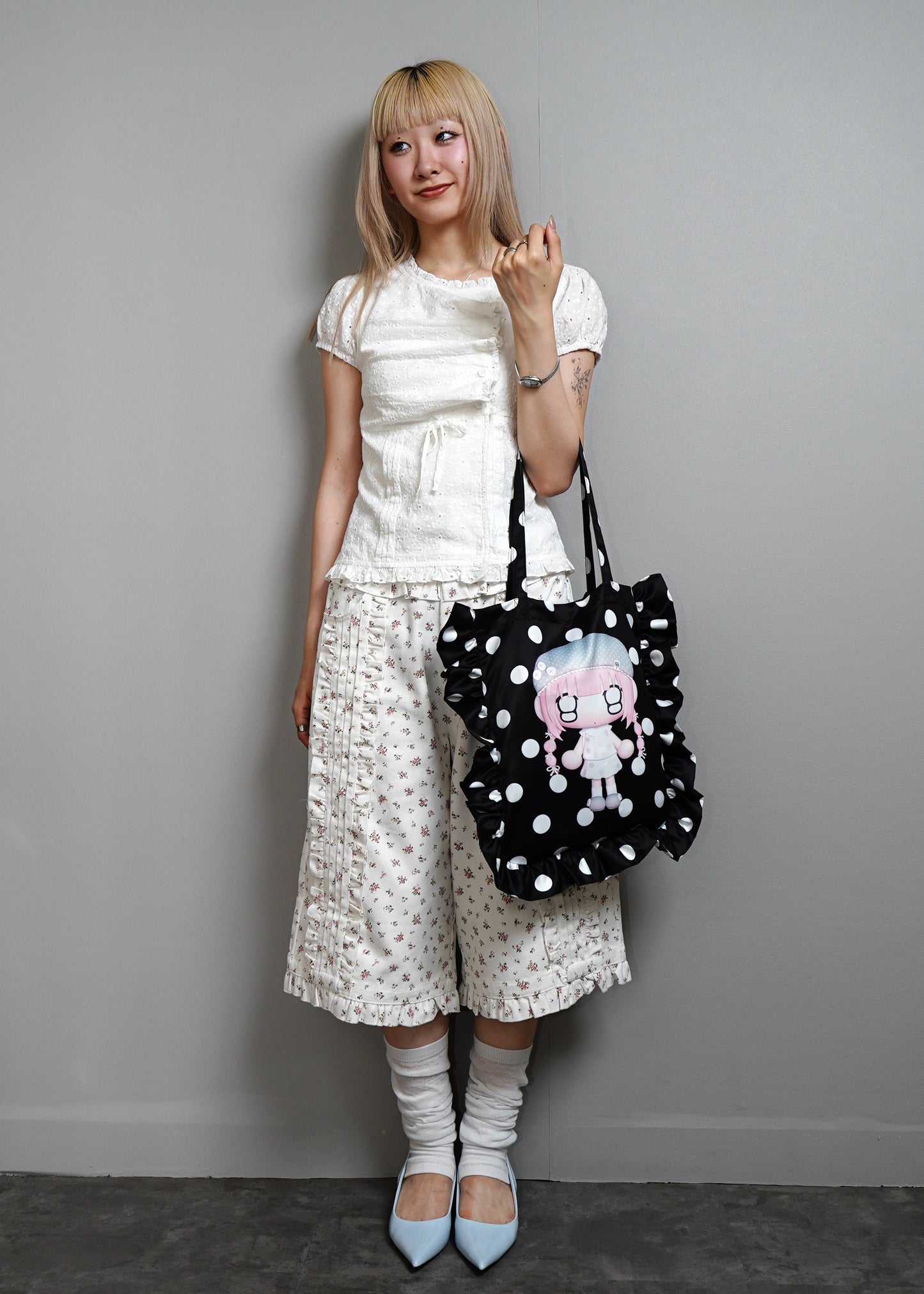 【HUHUEE】gallery girl satin frill bag