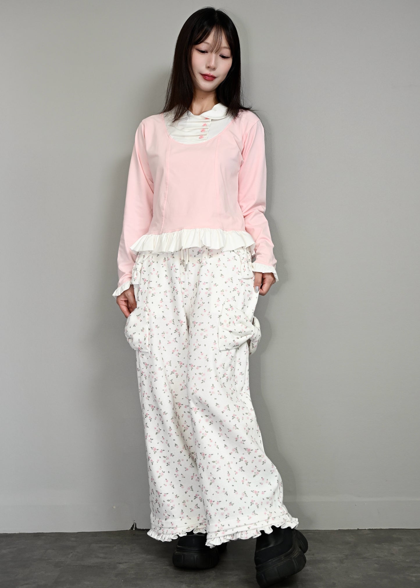 flower waffle ribbonful lounge pants