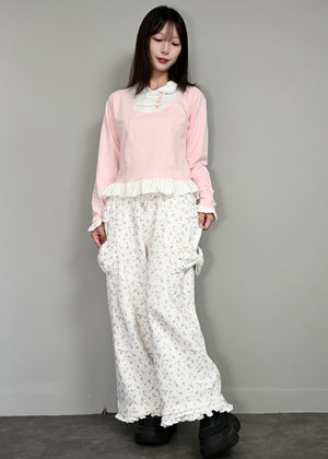 flower waffle ribbonful lounge pants