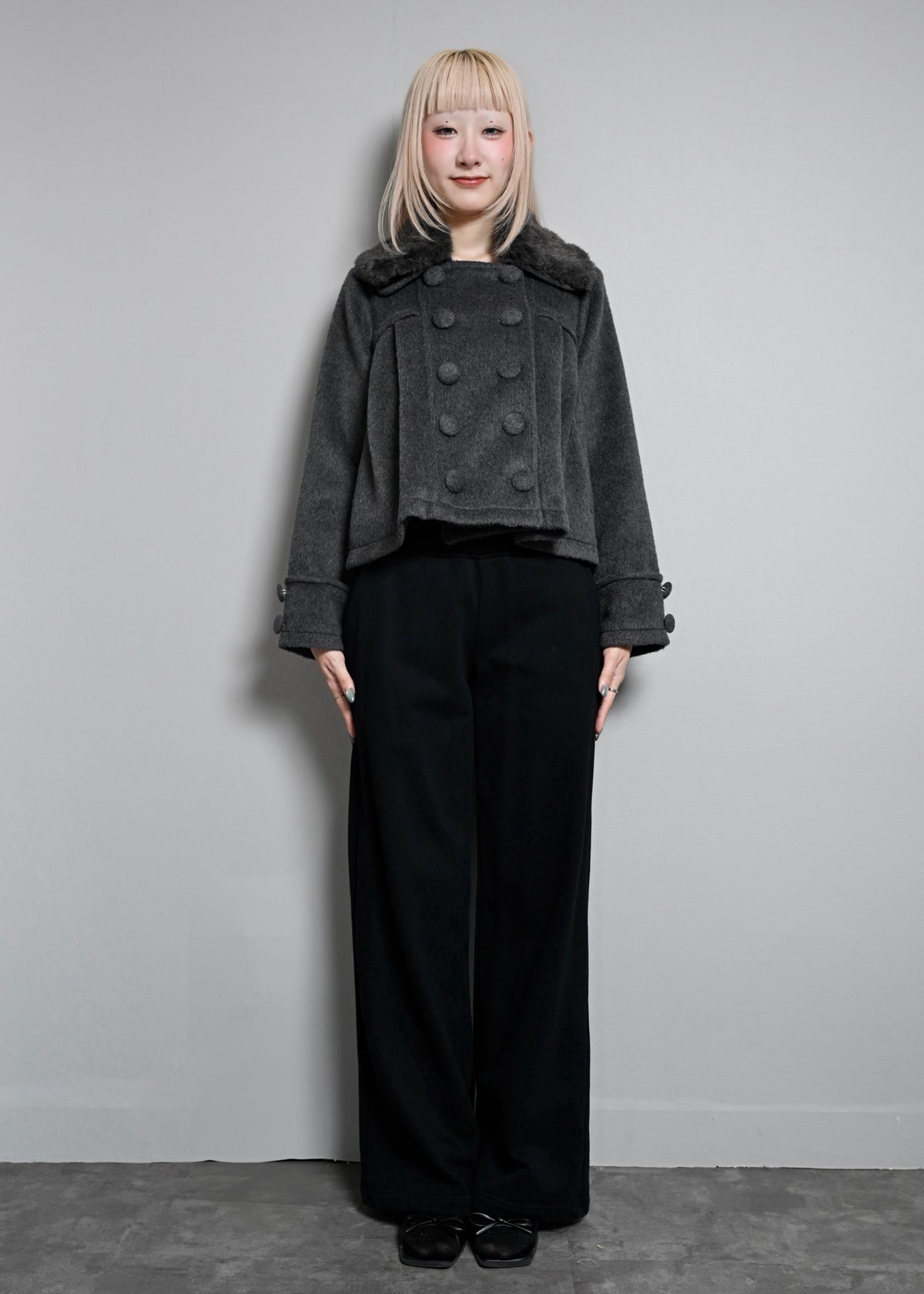 grace fur collar wool coat