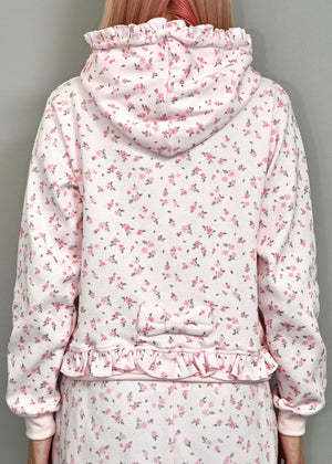 flower waffle ribbonful zip hoodie