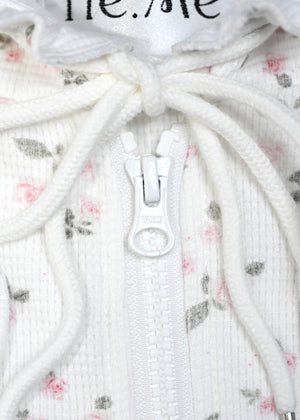 flower waffle ribbonful zip hoodie