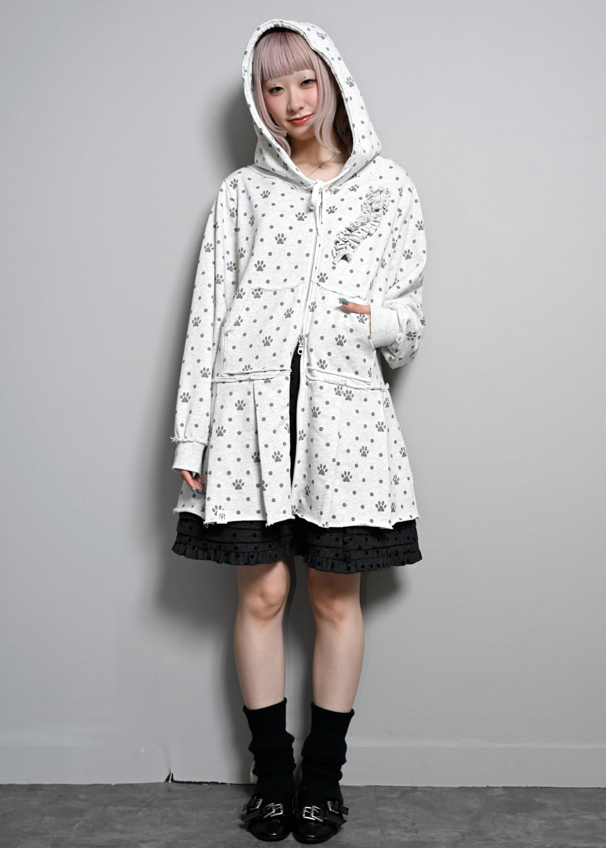 button frill wool dot skirt
