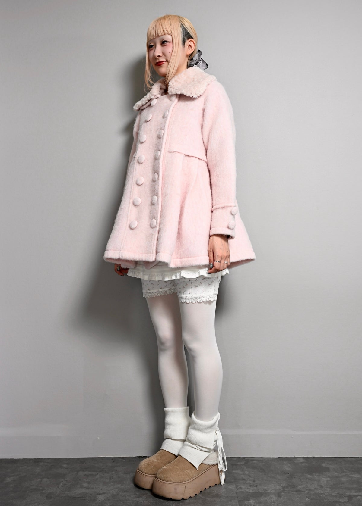grace fur collar wool long coat