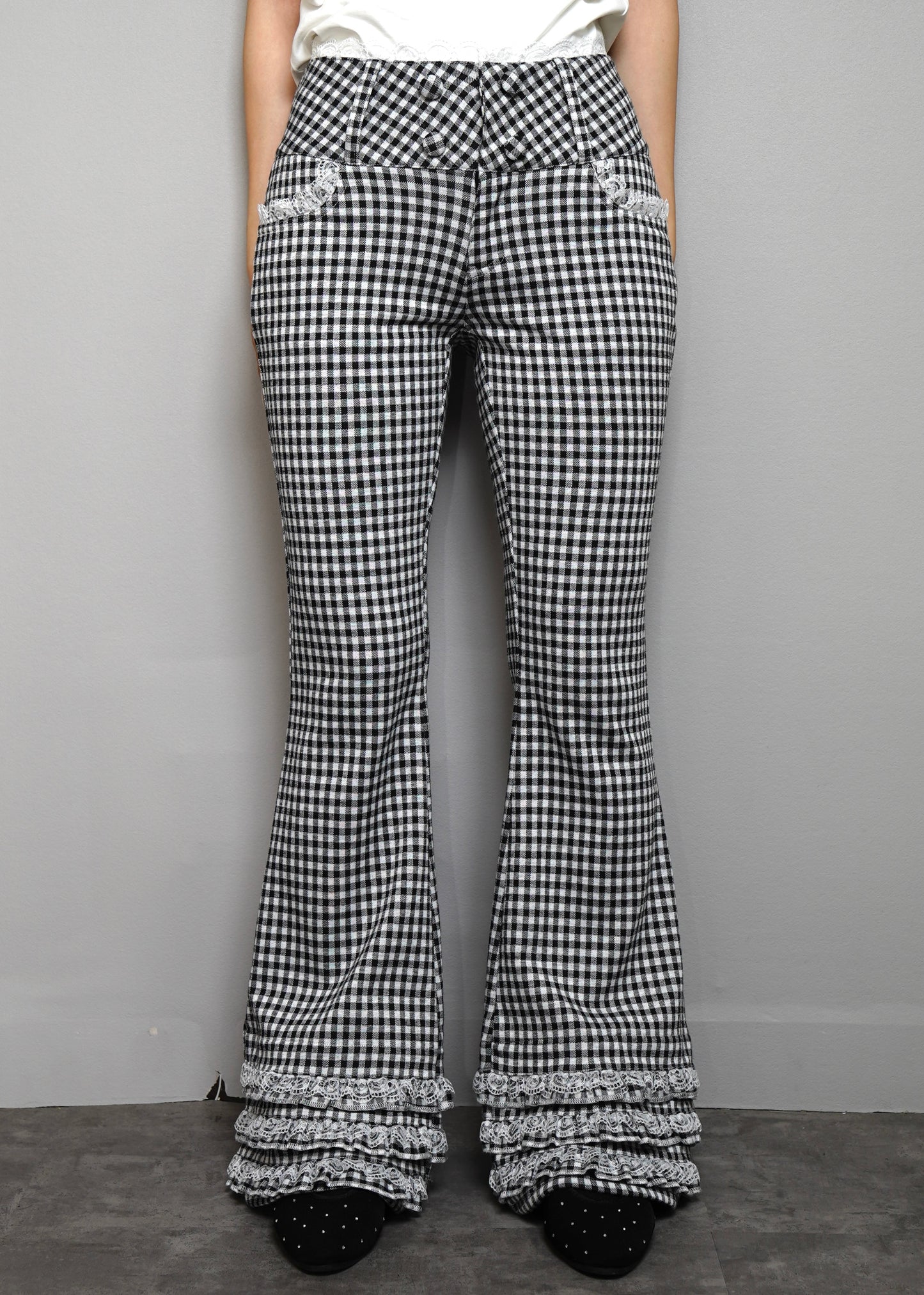 vintage lace gingham pants