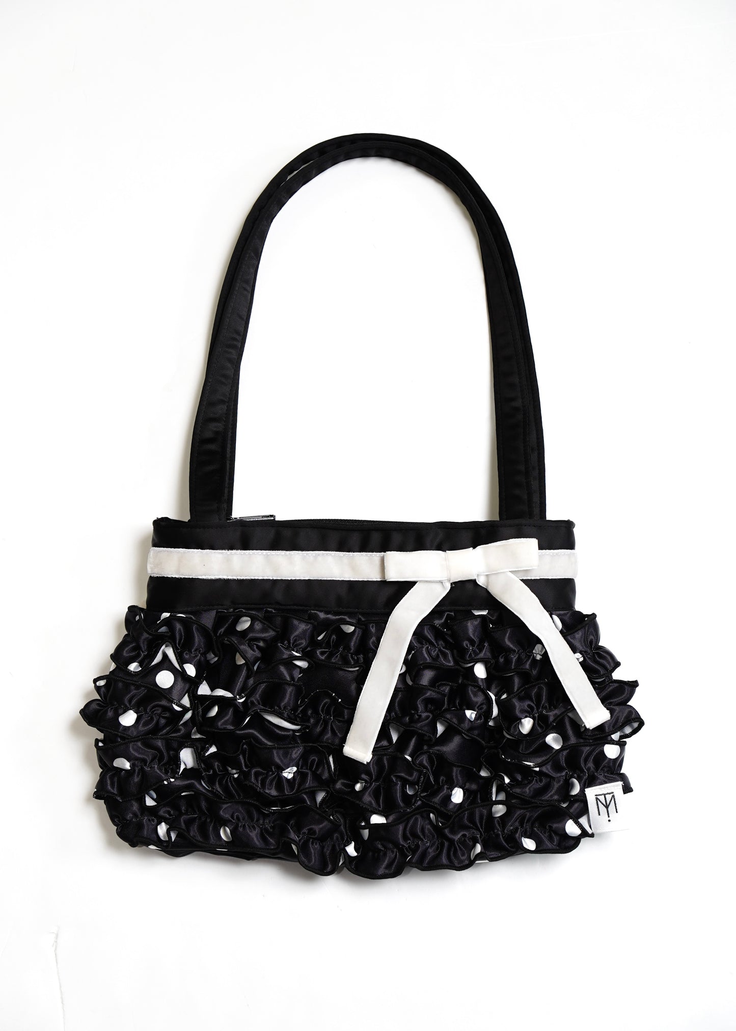 ribbon ruffle satin bag