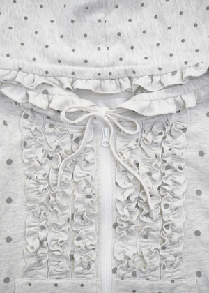 dot frill cotton zip hoodie