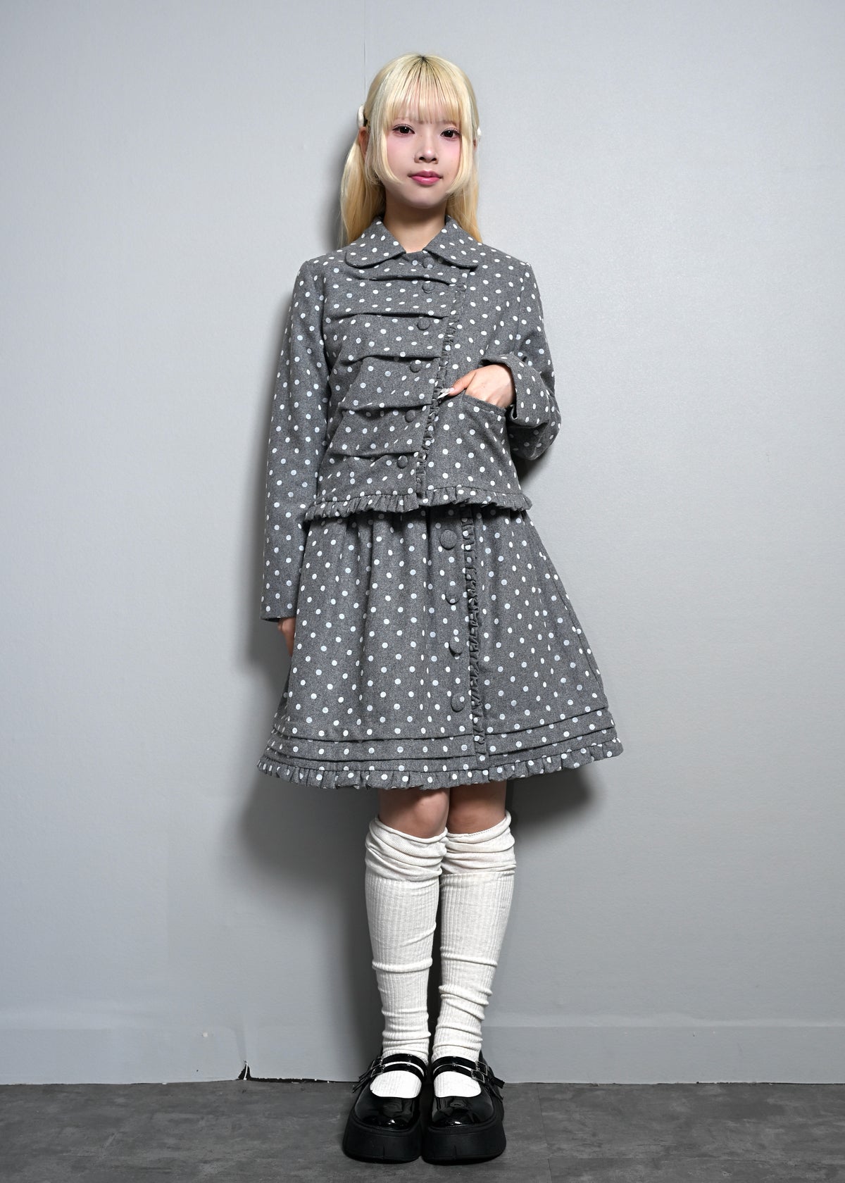 button up wool dot jacket
