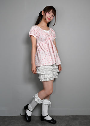 【8月初旬発送】flower waffle ribbon tunic