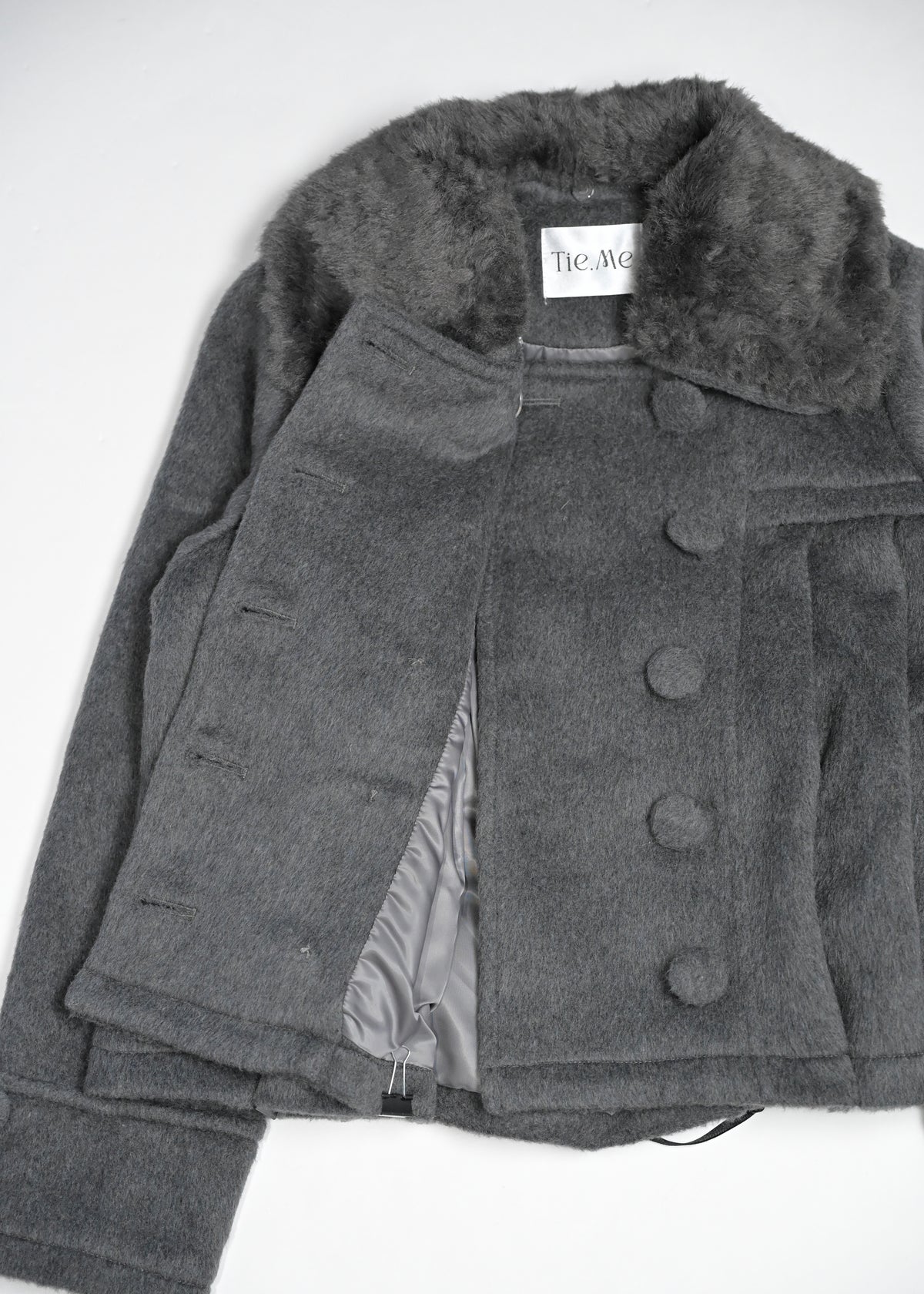 grace fur collar wool coat