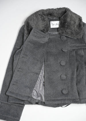 grace fur collar wool coat