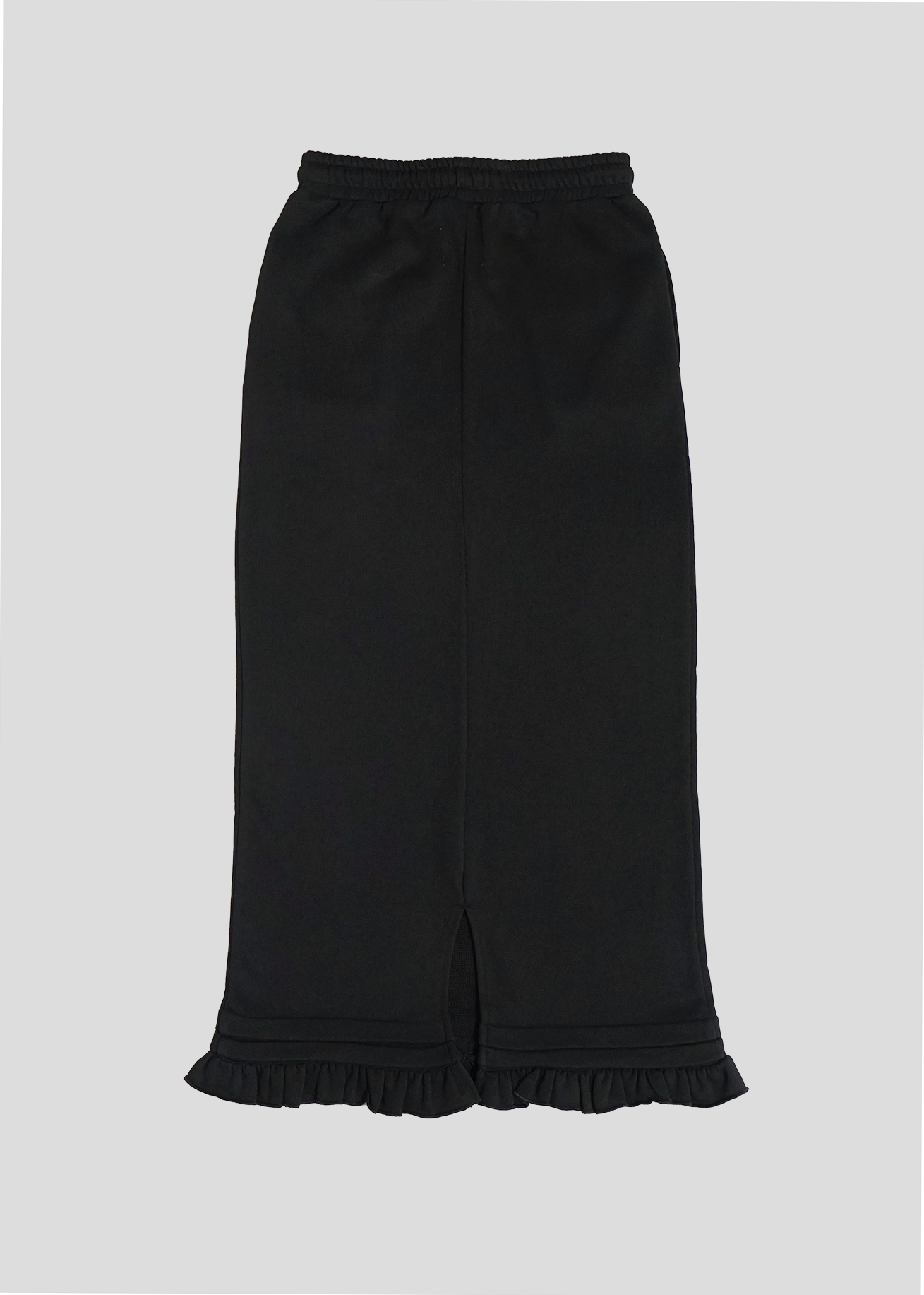 cargo frill long skirt-BLACK