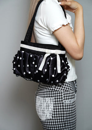 ribbon ruffle satin bag