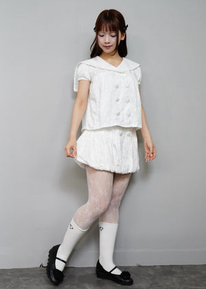 cotton dot stitch sailor blouse