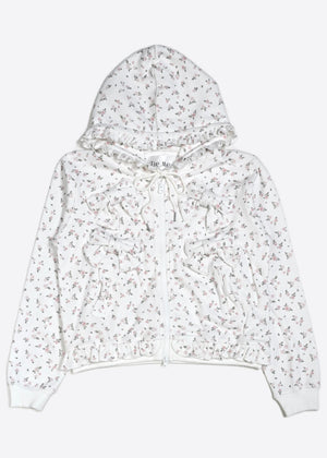 flower waffle ribbonful zip hoodie