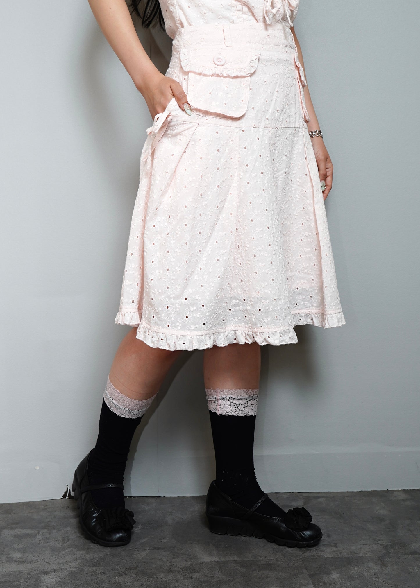 pleated cargo floral skirt