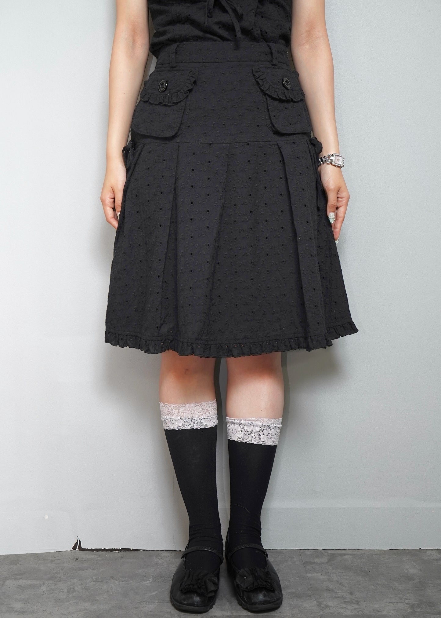 pleated cargo floral skirt