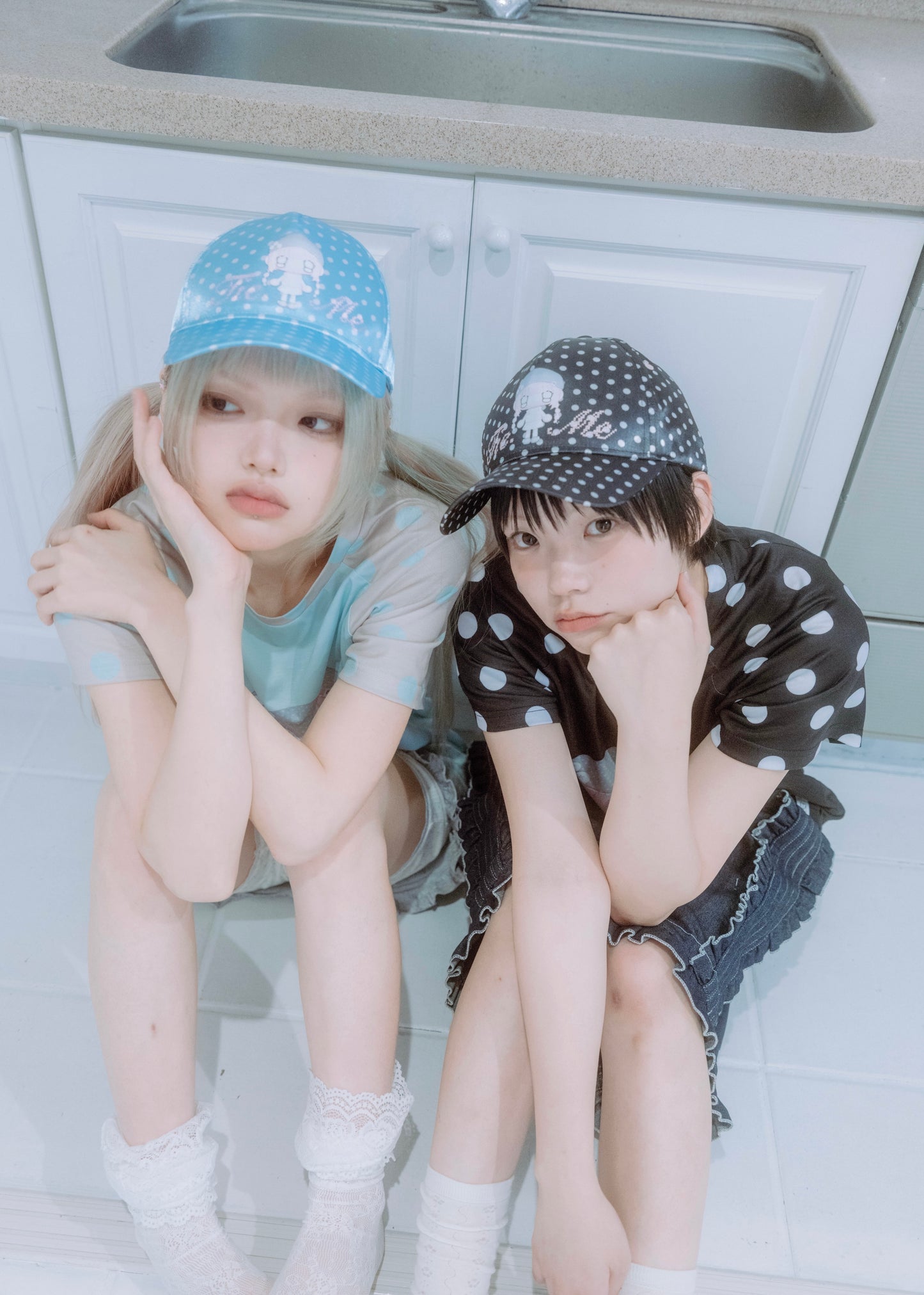 【HUHUEE】gallery girl satin dot cap
