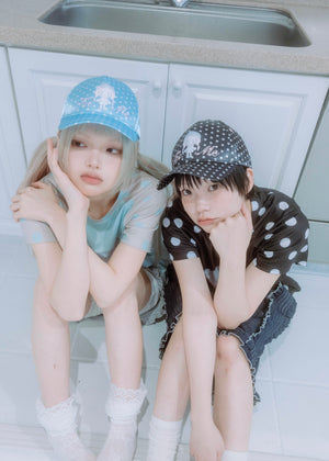 【HUHUEE】gallery girl satin dot cap