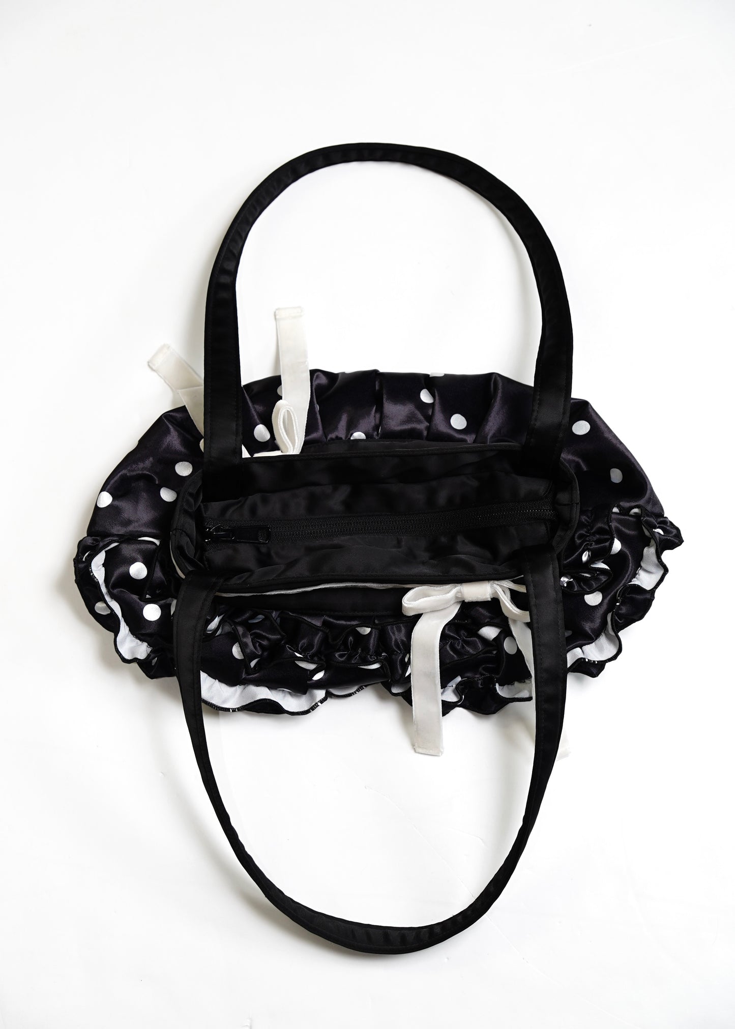 ribbon ruffle satin bag
