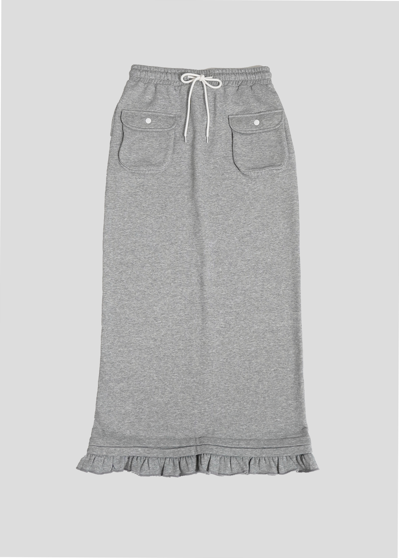 cargo frill long skirt-GRAY