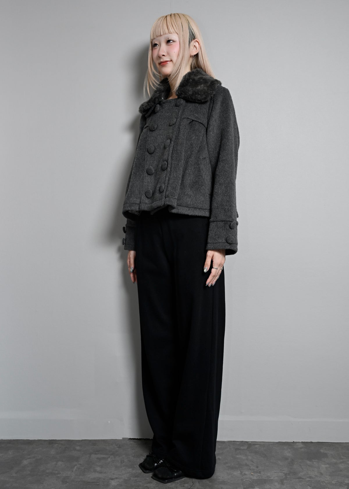 grace fur collar wool coat