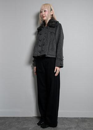 grace fur collar wool coat