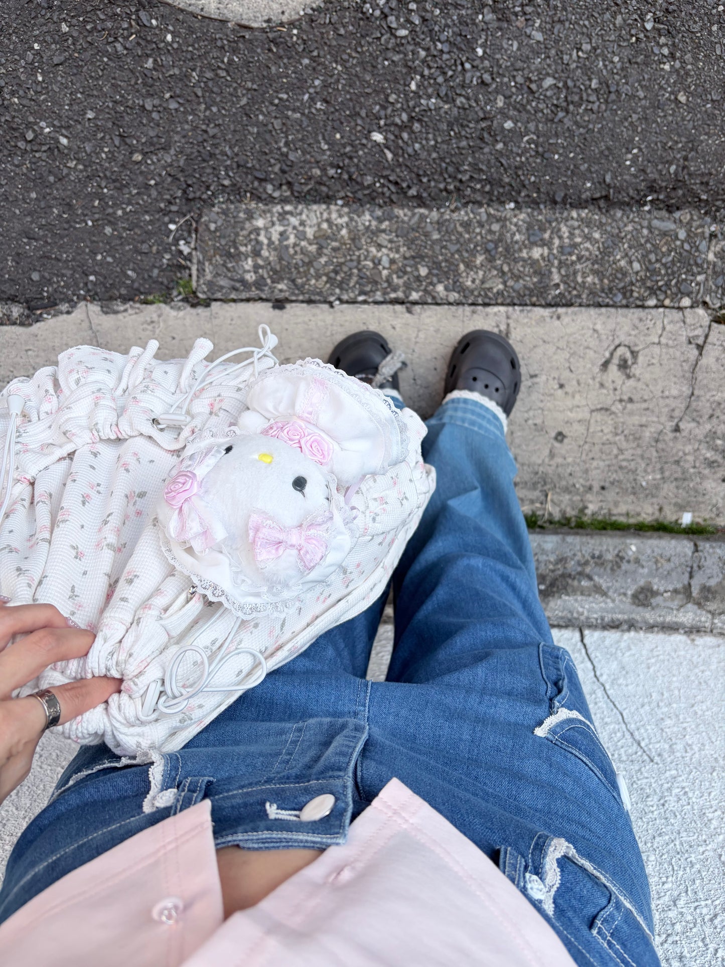flower waffle frill knapsack