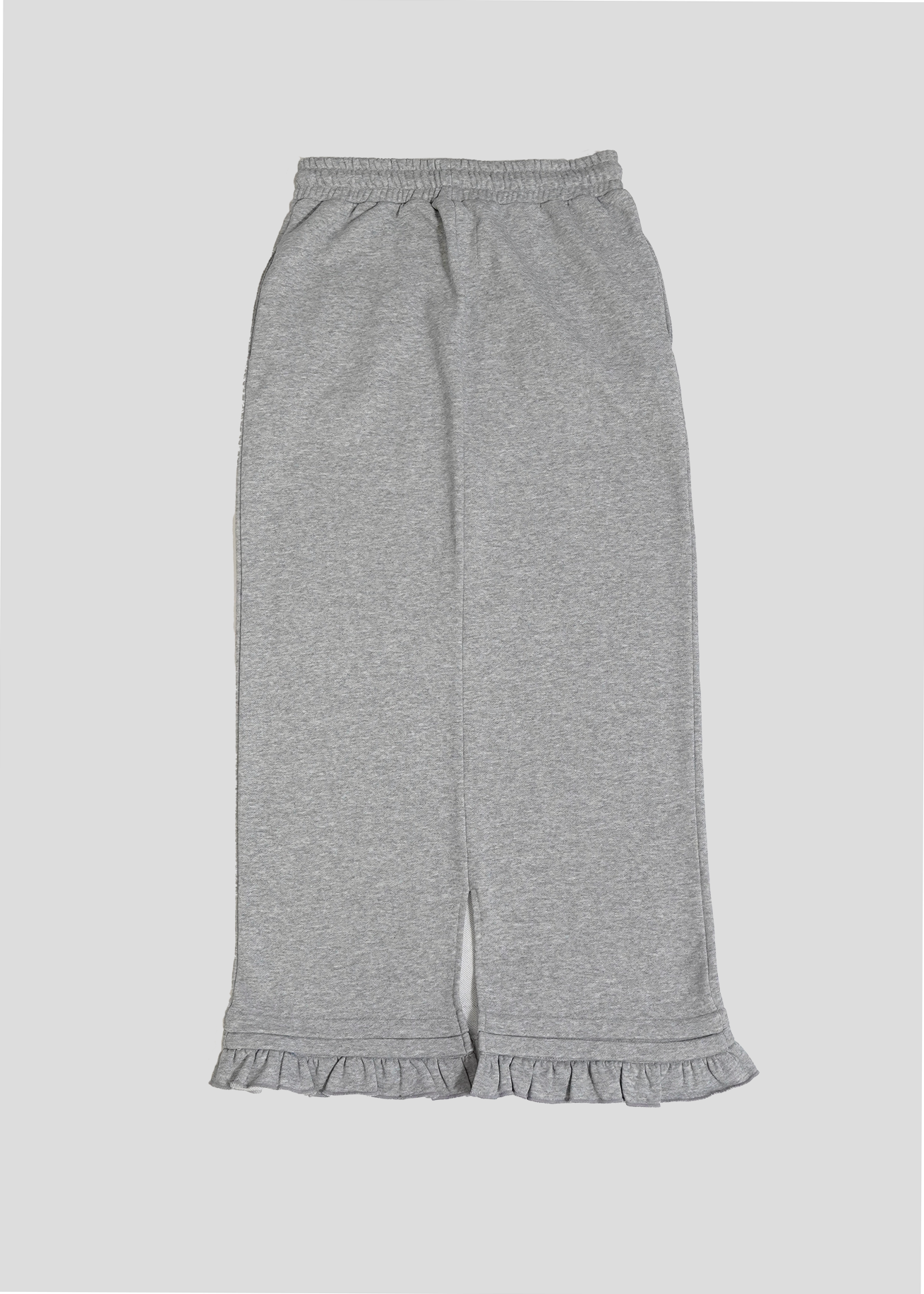 cargo frill long skirt-GRAY