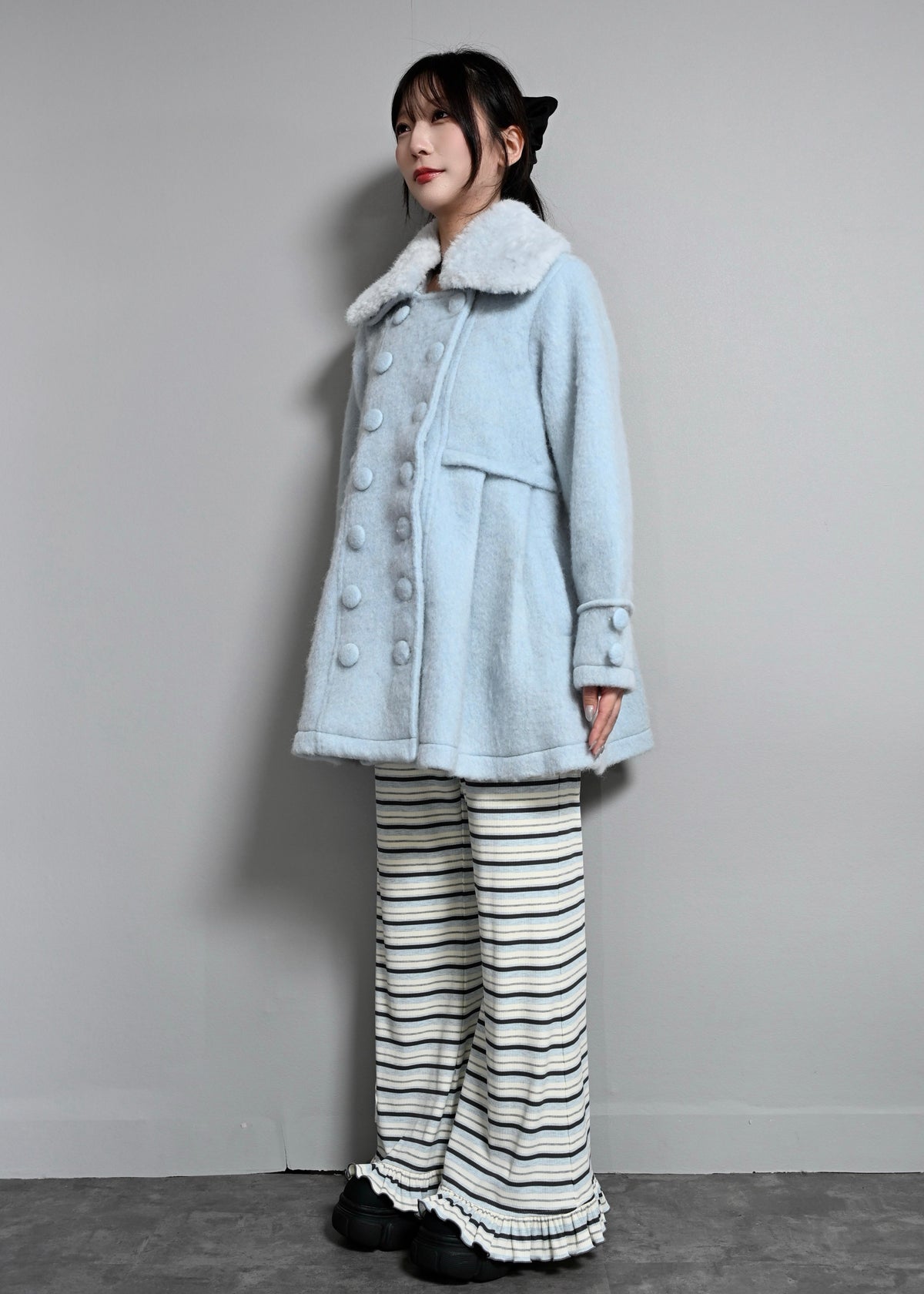 grace fur collar wool long coat