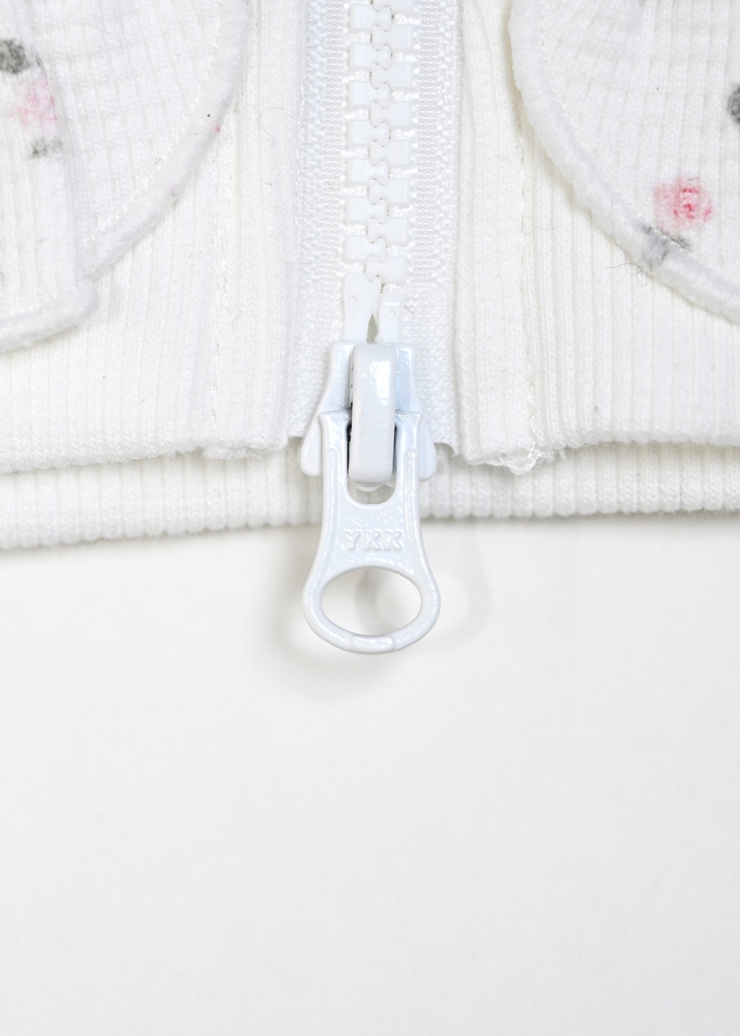 flower waffle ribbonful zip hoodie