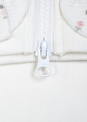 flower waffle ribbonful zip hoodie