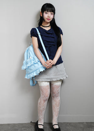 dot frill knapsack-pink&blue