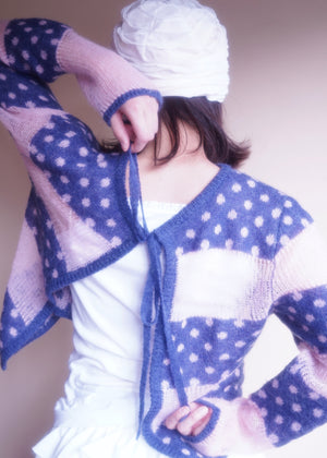 color dot knit cardigan