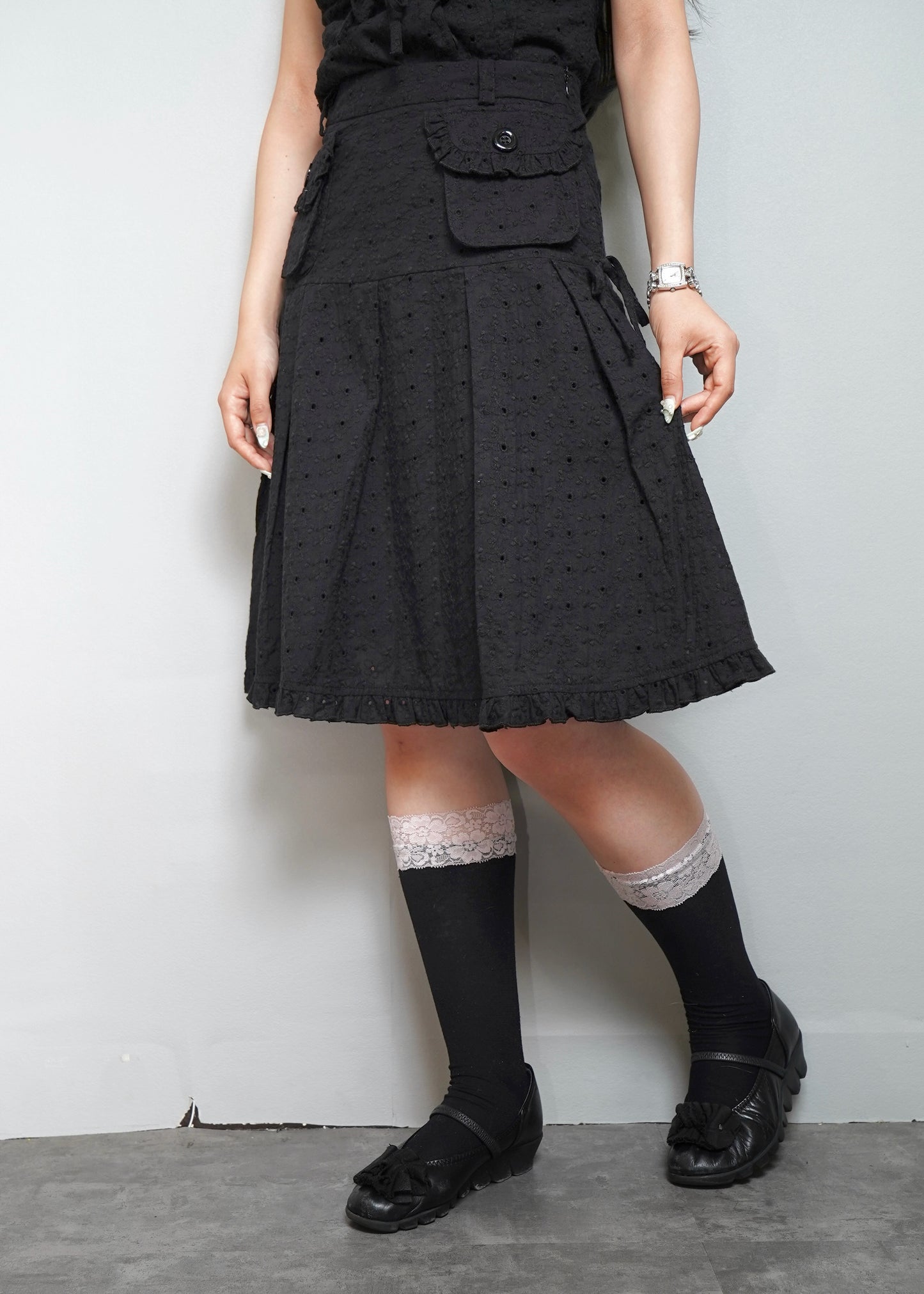 pleated cargo floral skirt