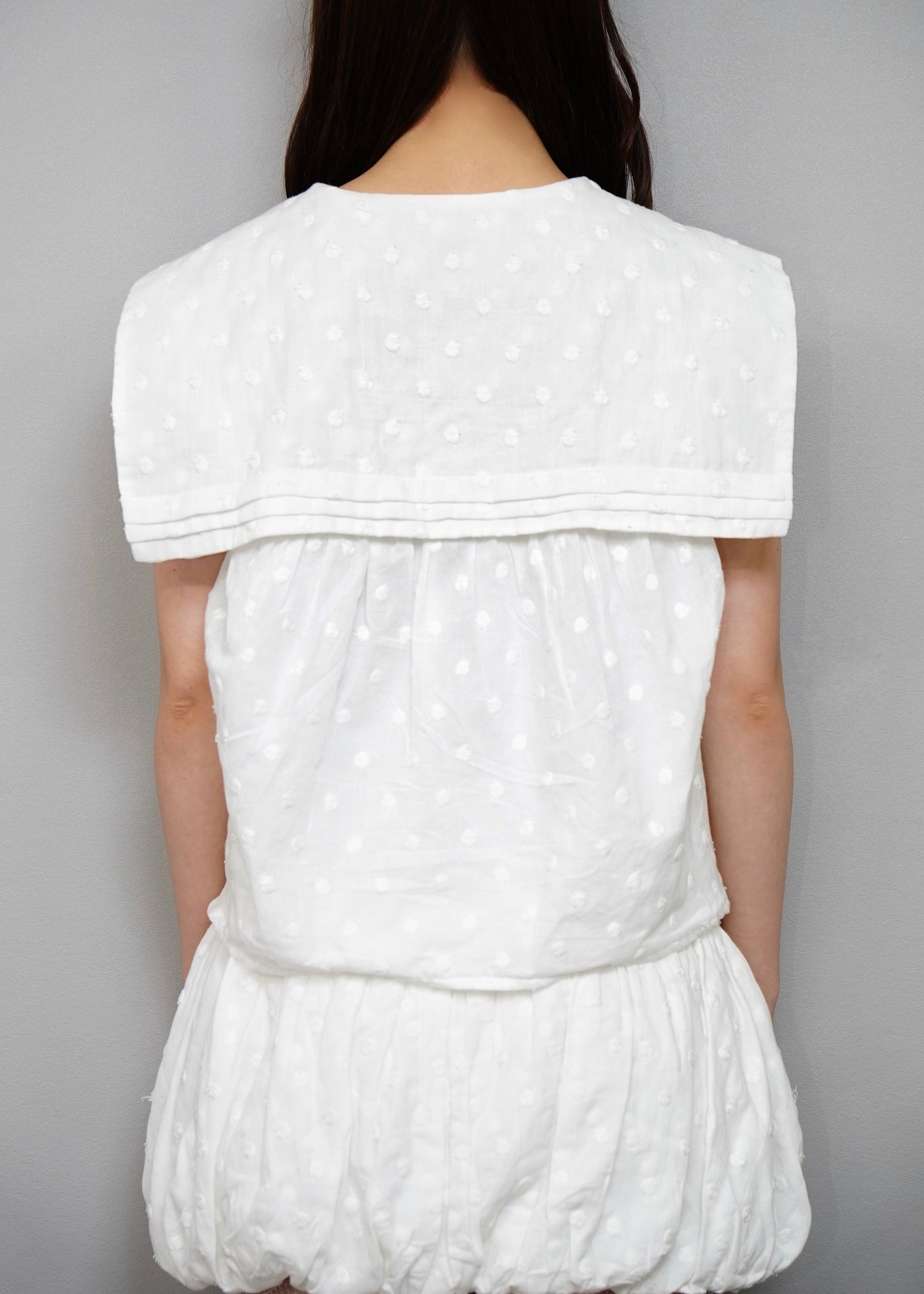cotton dot stitch sailor blouse