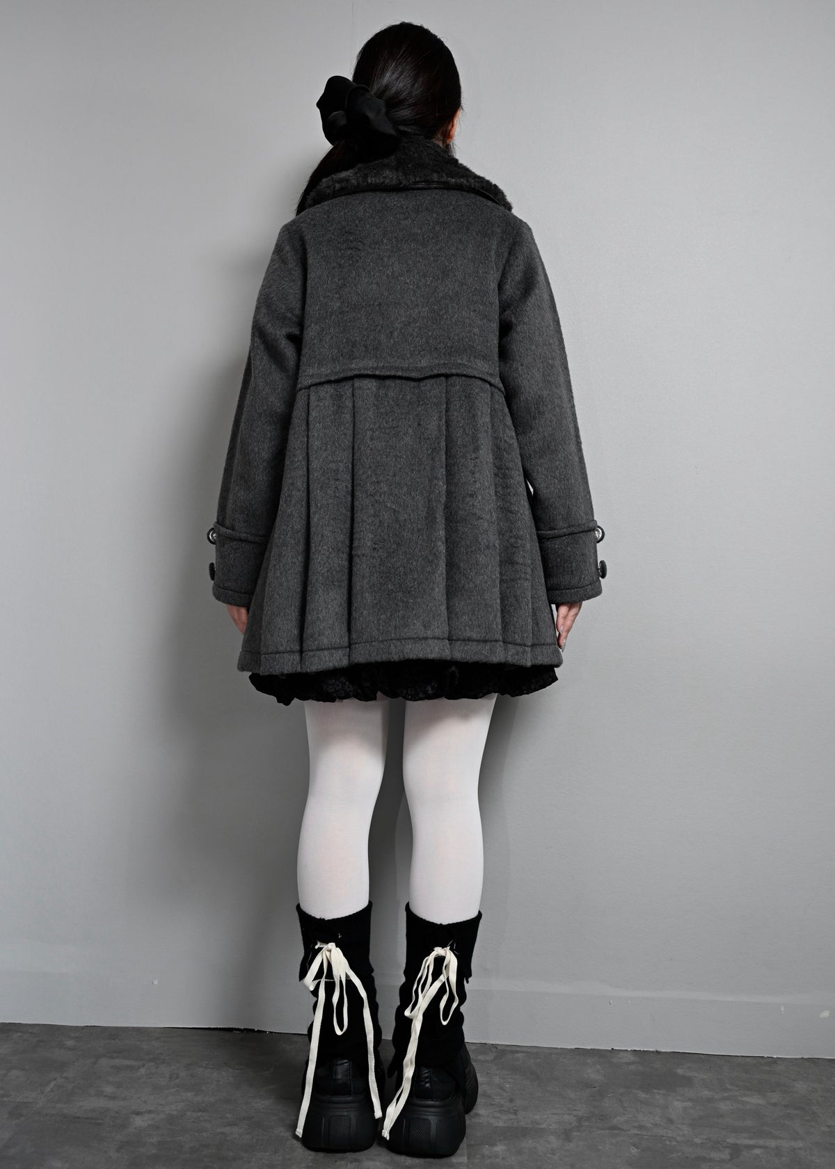grace fur collar wool long coat